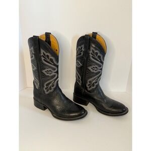 Ferrini Boots Mens MADE IN MX Blk Buffalo Calf Skin Western Cowboy 9 EE 1145304